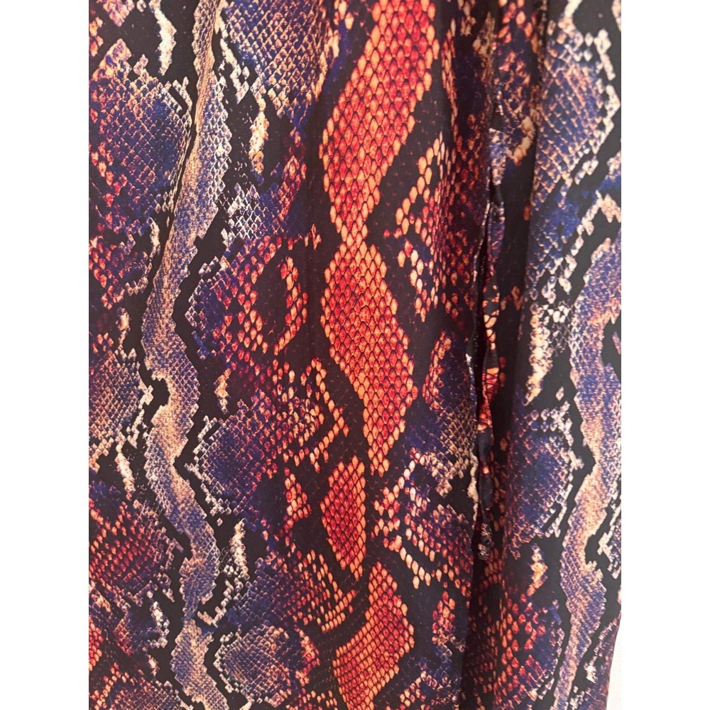 Talia Benson Red‎ Blue Snakeskin Print Wrap Maxi Dress Made in Italy Size M - Picture 3 of 8